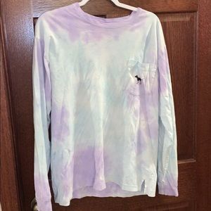 a purple and blue tie dye shirt